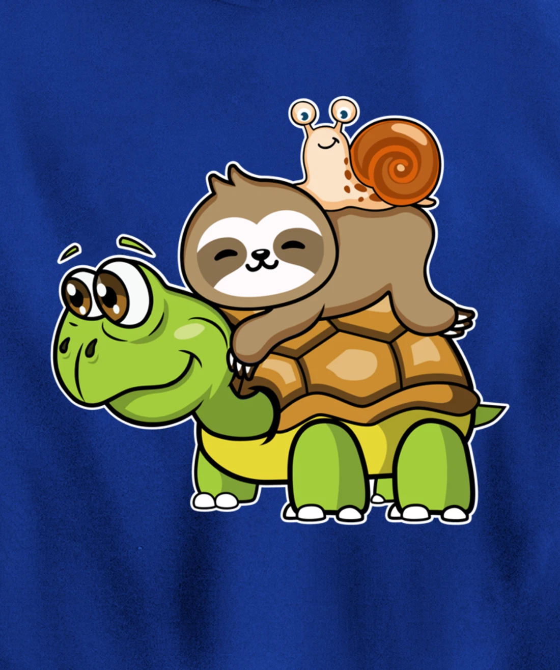 Turtle sloth snail slow lazy cartoon cute animal Pullover Hoodie