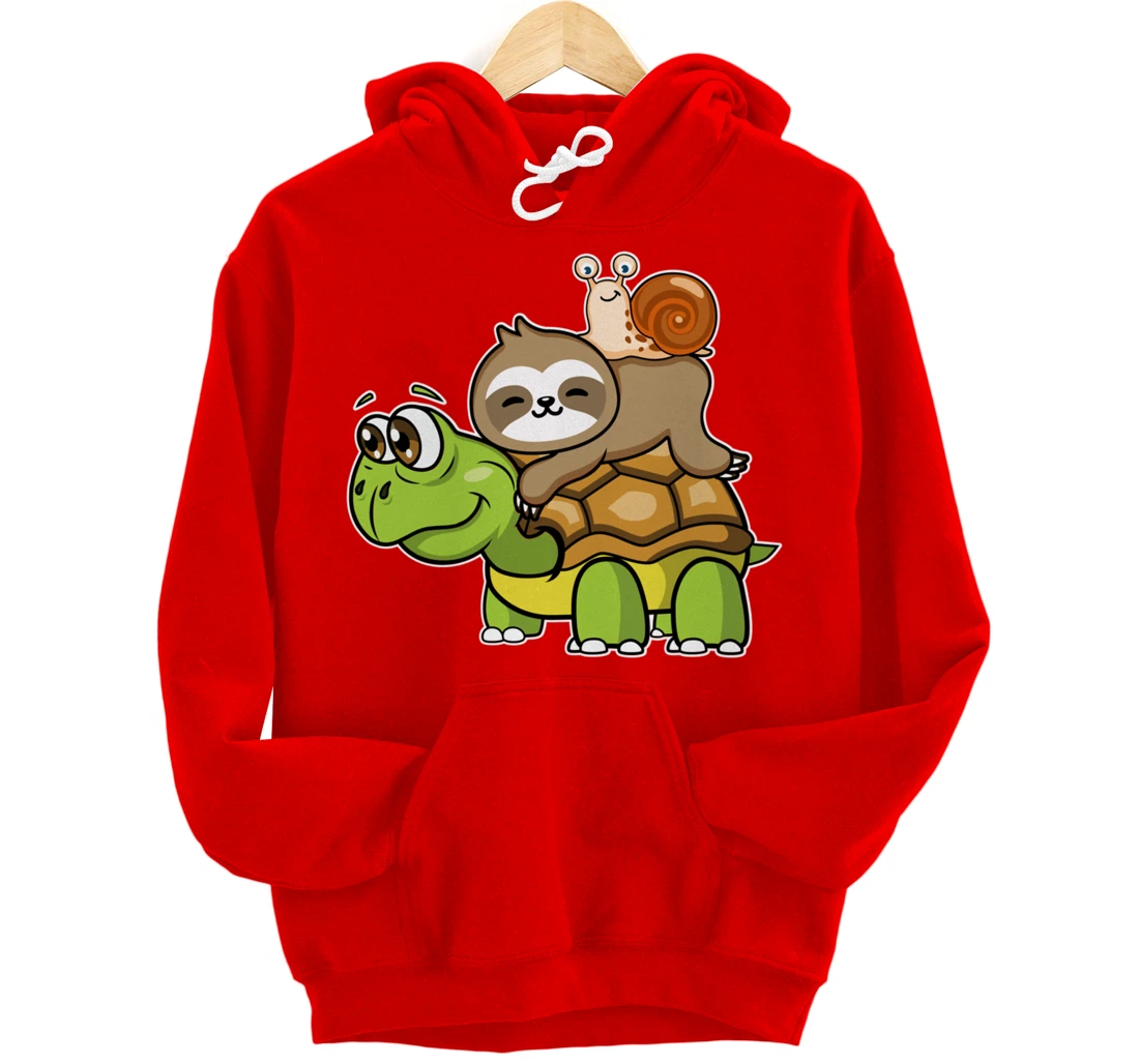 Turtle sloth snail slow lazy cartoon cute animal Pullover Hoodie