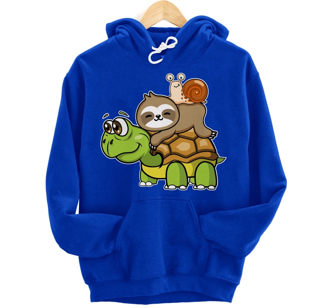 Turtle sloth snail slow lazy cartoon cute animal Pullover Hoodie