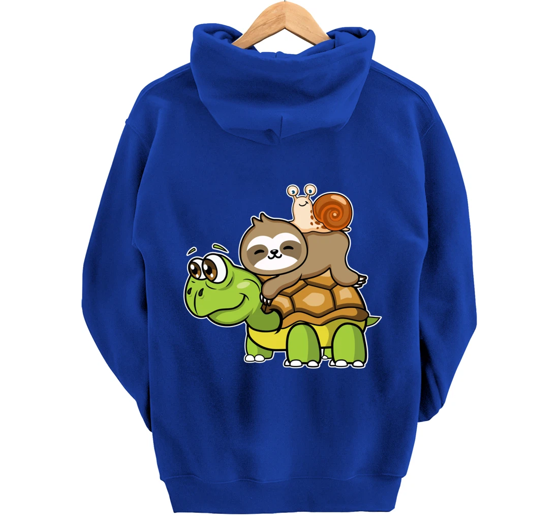 Turtle sloth snail slow lazy cartoon cute animal Pullover Hoodie