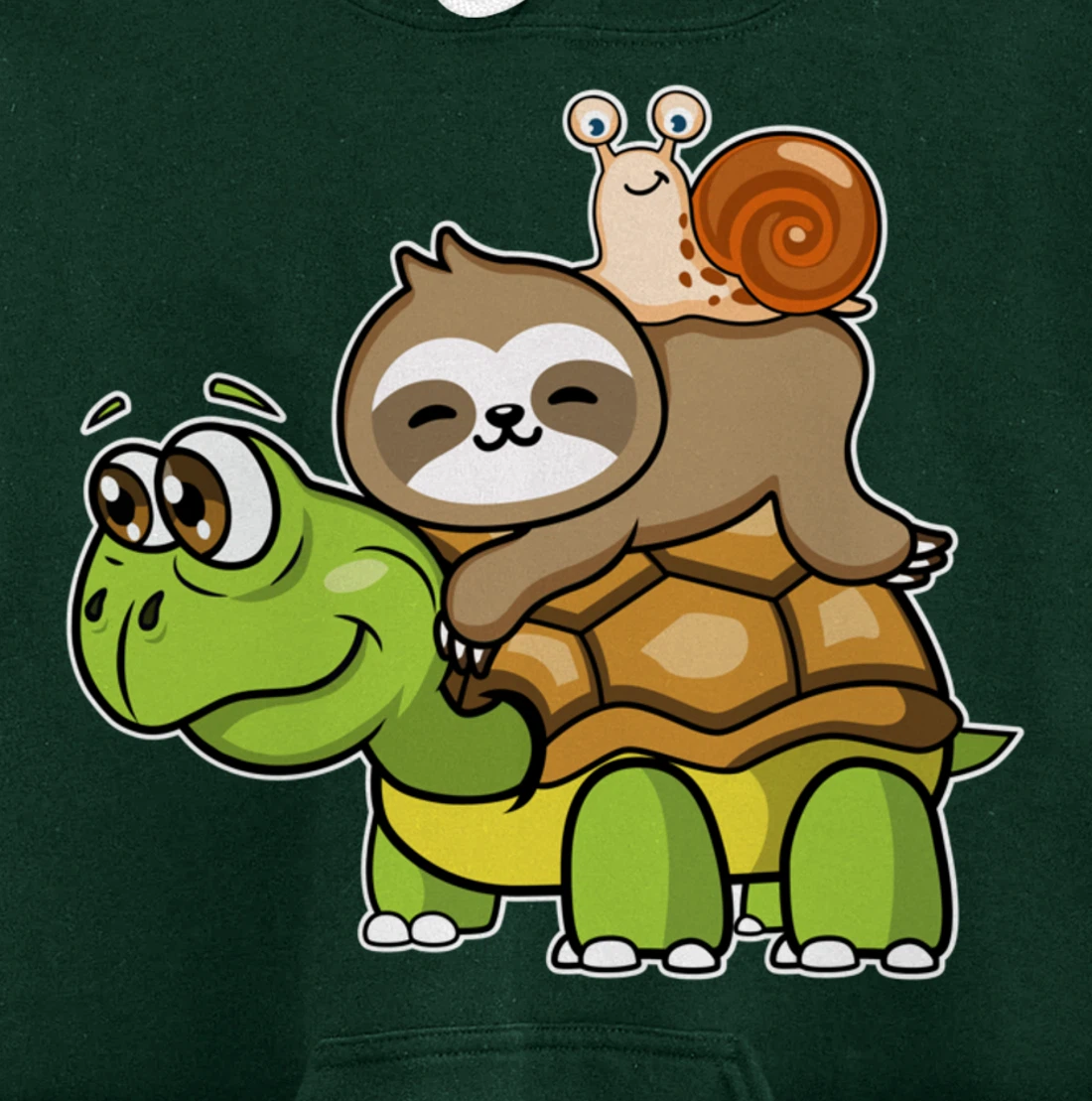 Turtle sloth snail slow lazy cartoon cute animal Pullover Hoodie