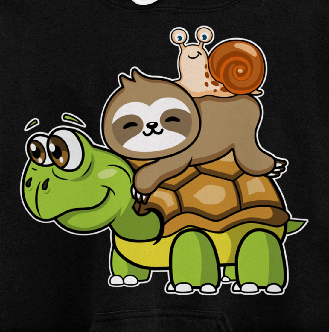 Turtle sloth snail slow lazy cartoon cute animal Pullover Hoodie