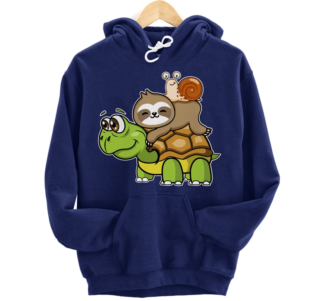 Turtle sloth snail slow lazy cartoon cute animal Pullover Hoodie