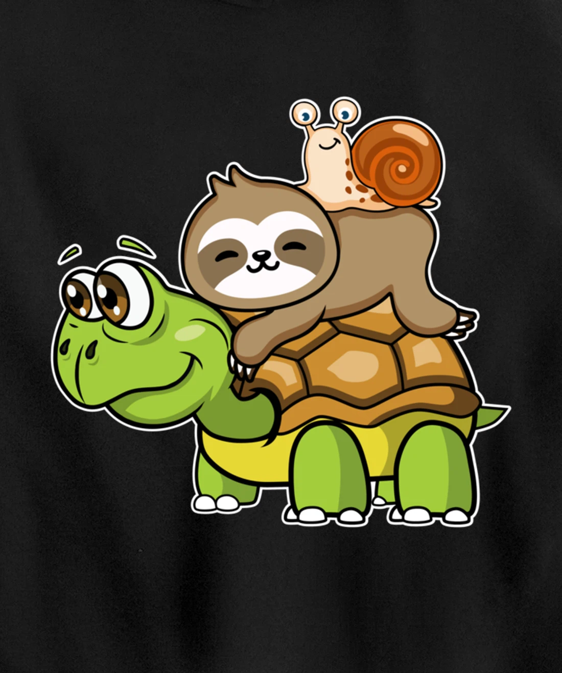 Turtle sloth snail slow lazy cartoon cute animal Pullover Hoodie