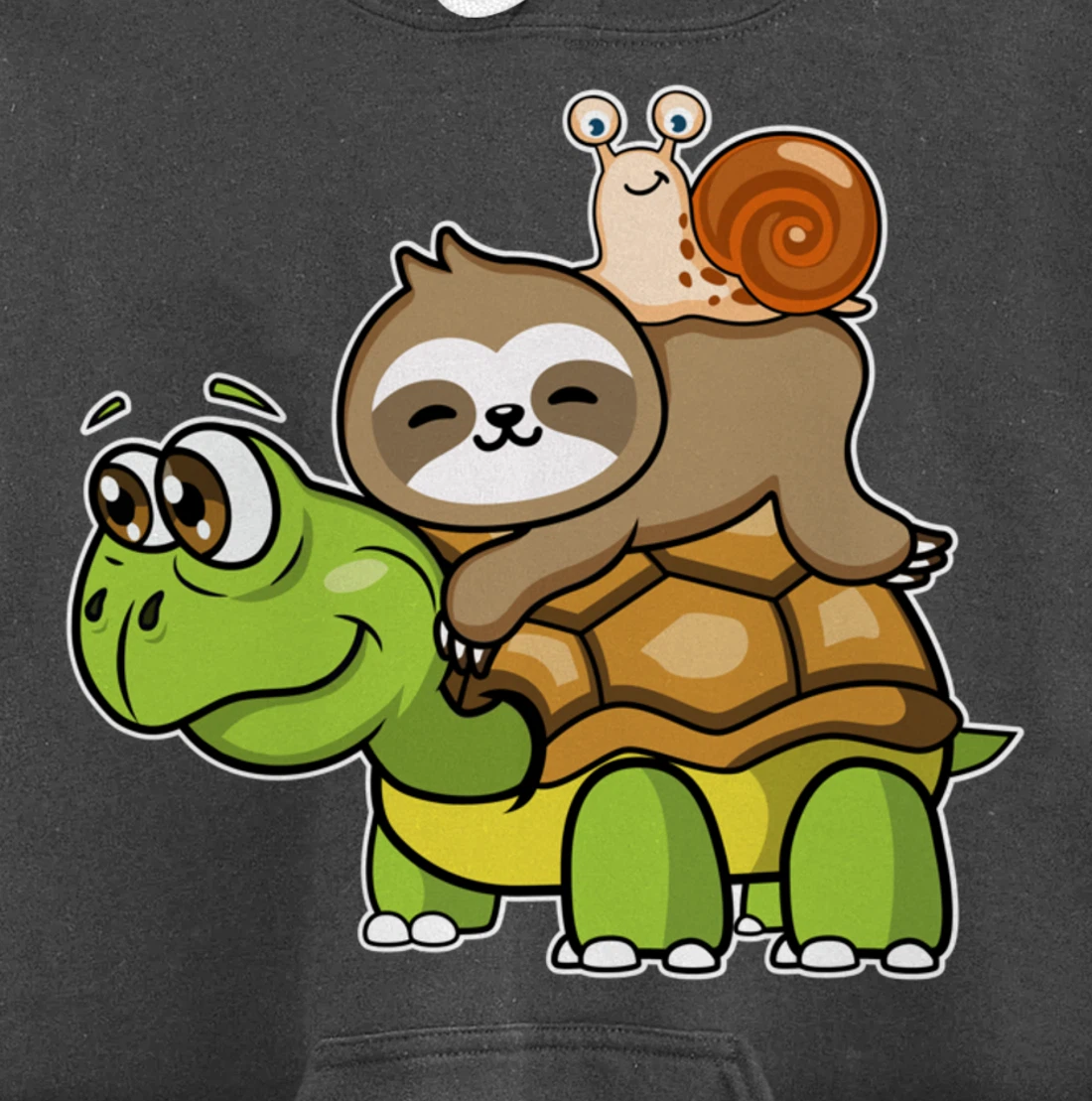 Turtle sloth snail slow lazy cartoon cute animal Pullover Hoodie