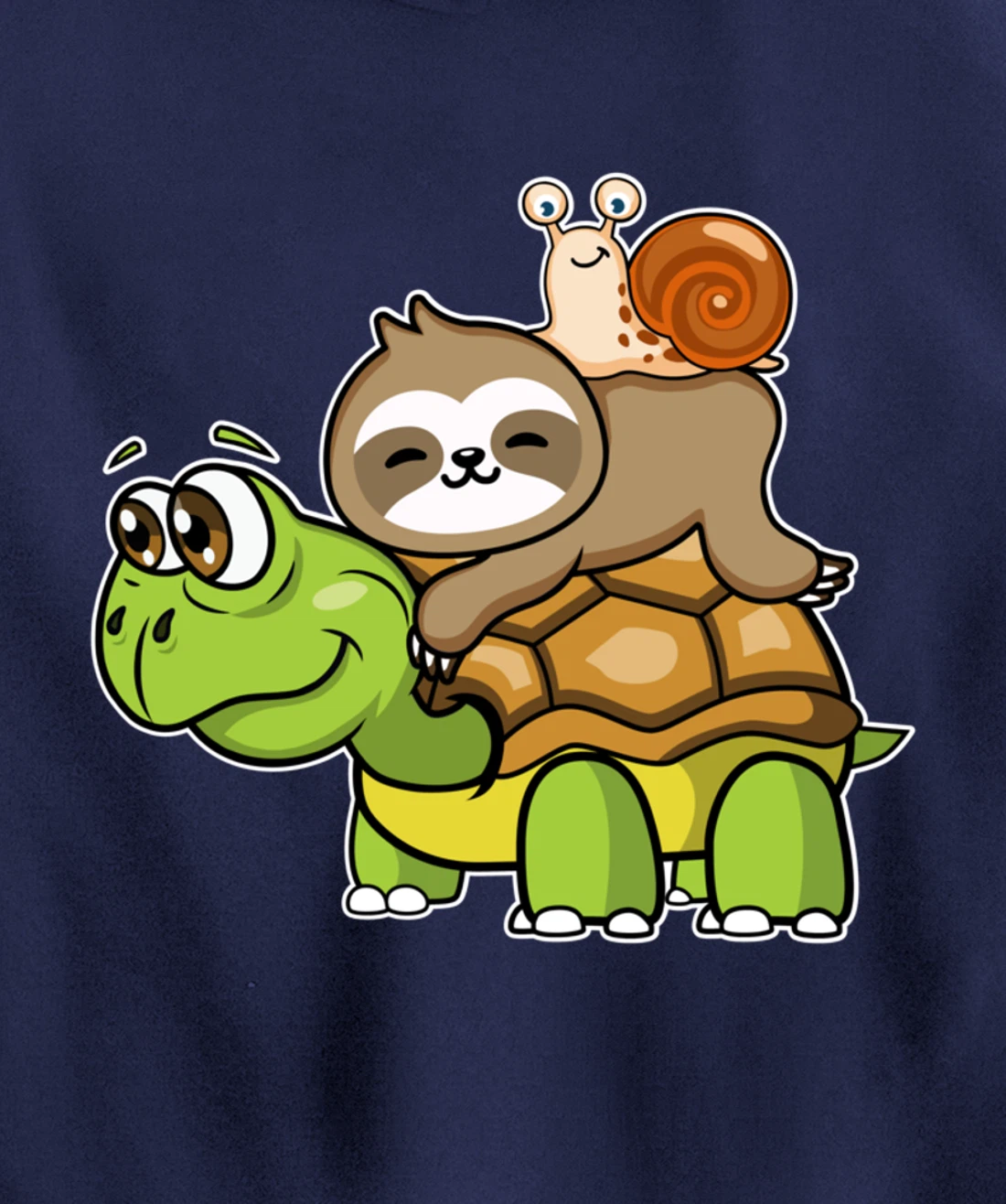 Turtle sloth snail slow lazy cartoon cute animal Pullover Hoodie