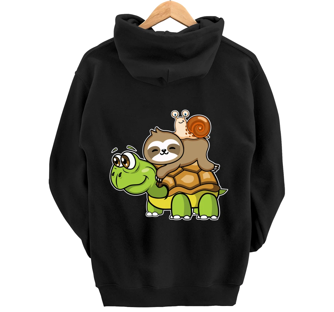 Turtle sloth snail slow lazy cartoon cute animal Pullover Hoodie