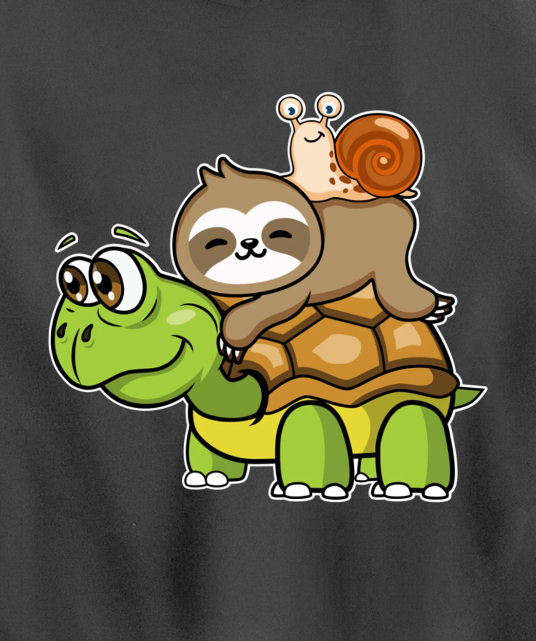Turtle sloth snail slow lazy cartoon cute animal Pullover Hoodie