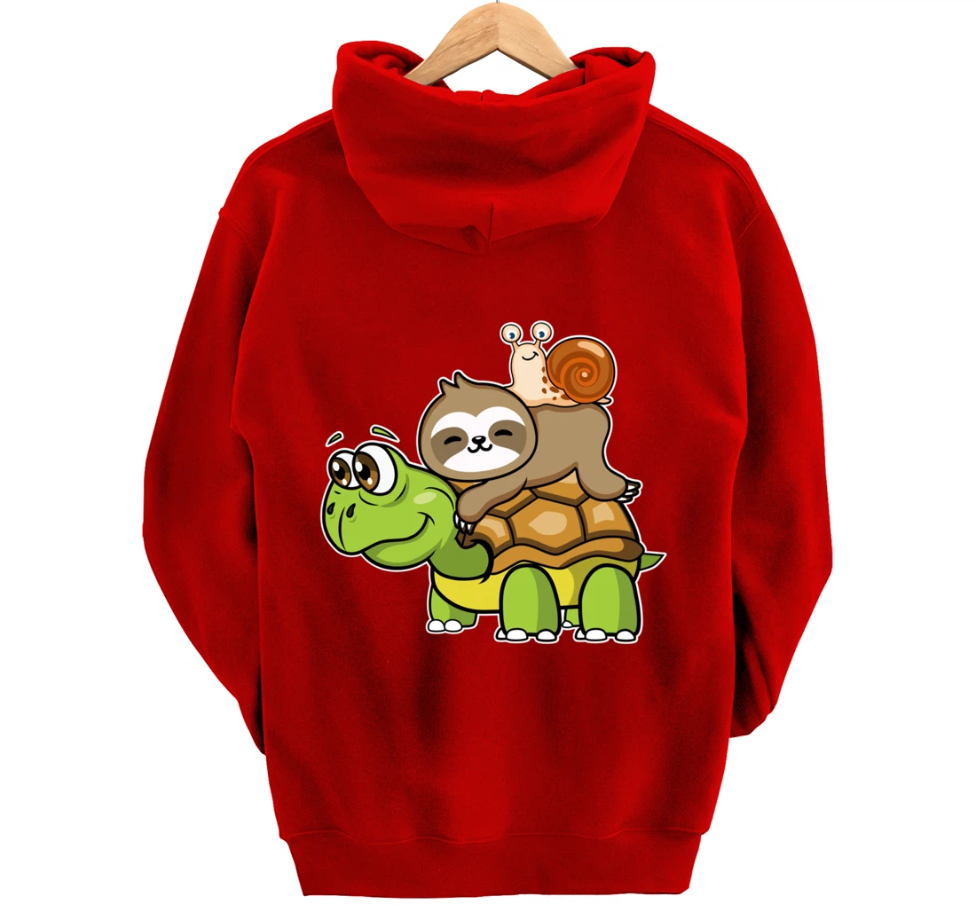 Turtle sloth snail slow lazy cartoon cute animal Pullover Hoodie