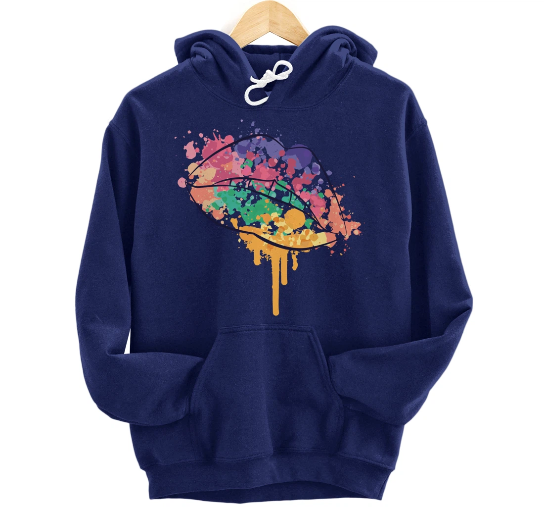 Mouth With Watercolor Stains Lips Watercolor Sunset Pullover Hoodie
