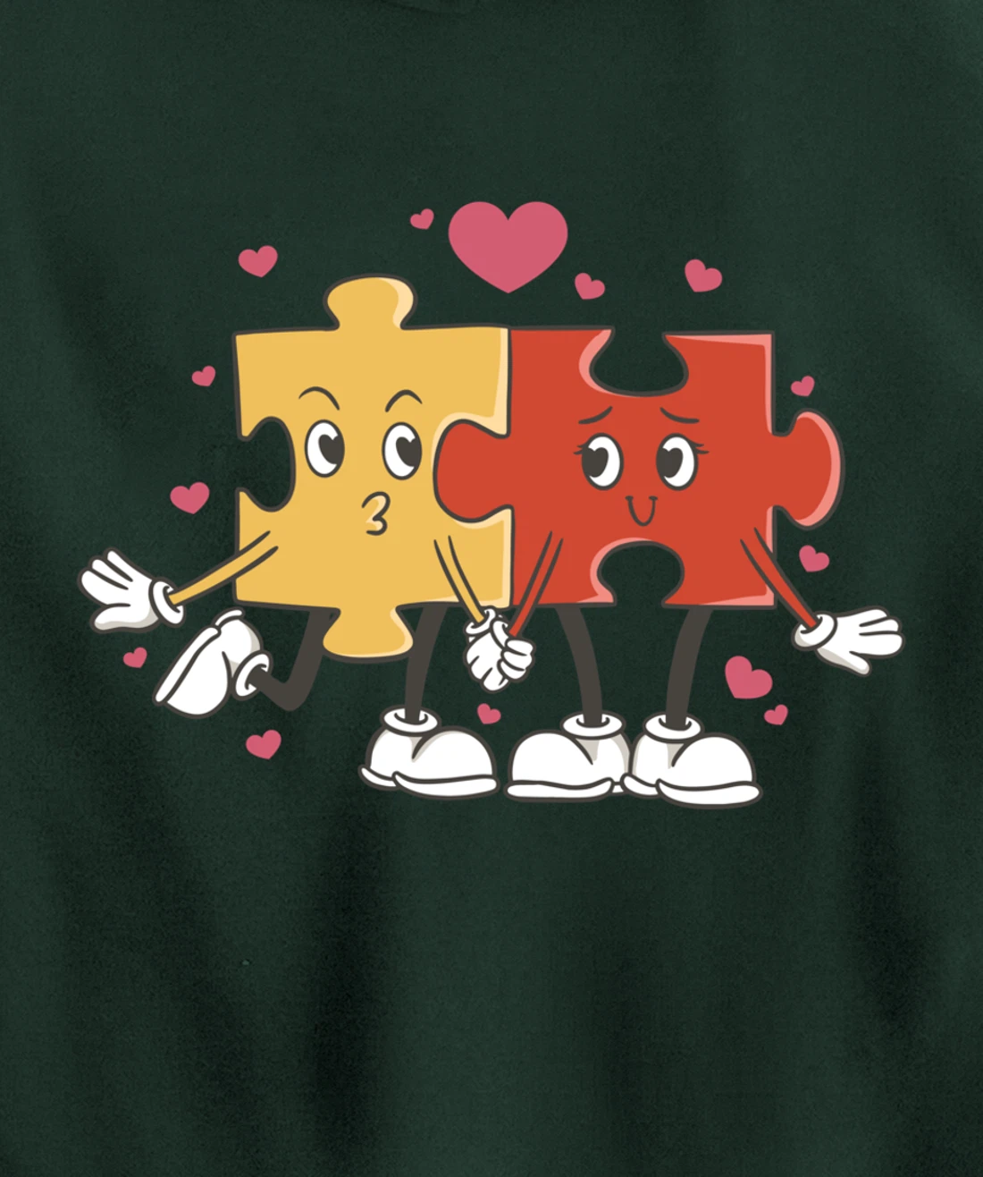Puzzle Love Cartoon Puzzle Piece Pullover Hoodie