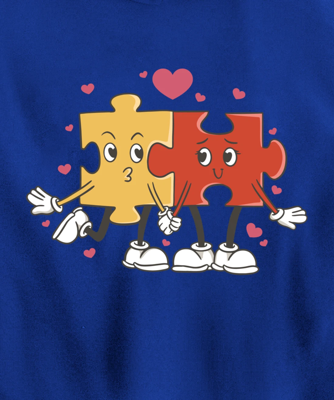 Puzzle Love Cartoon Puzzle Piece Pullover Hoodie