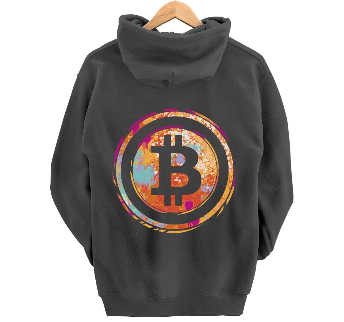 Bitcoin Symbol Watercolor BC Cryptocurrency Crypto Pullover Hoodie