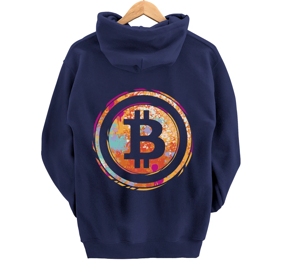 Bitcoin Symbol Watercolor BC Cryptocurrency Crypto Pullover Hoodie