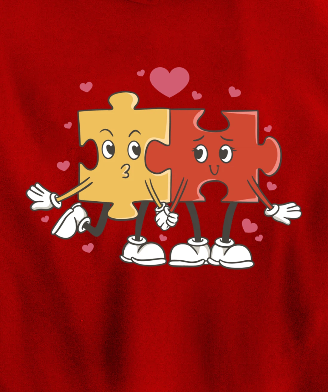 Puzzle Love Cartoon Puzzle Piece Pullover Hoodie