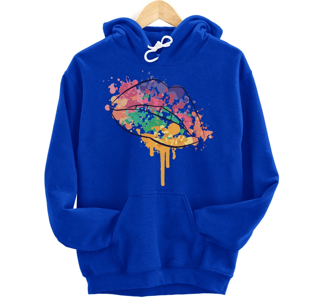 Mouth With Watercolor Stains Lips Watercolor Sunset Pullover Hoodie
