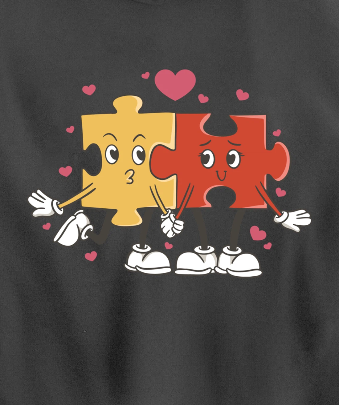 Puzzle Love Cartoon Puzzle Piece Pullover Hoodie