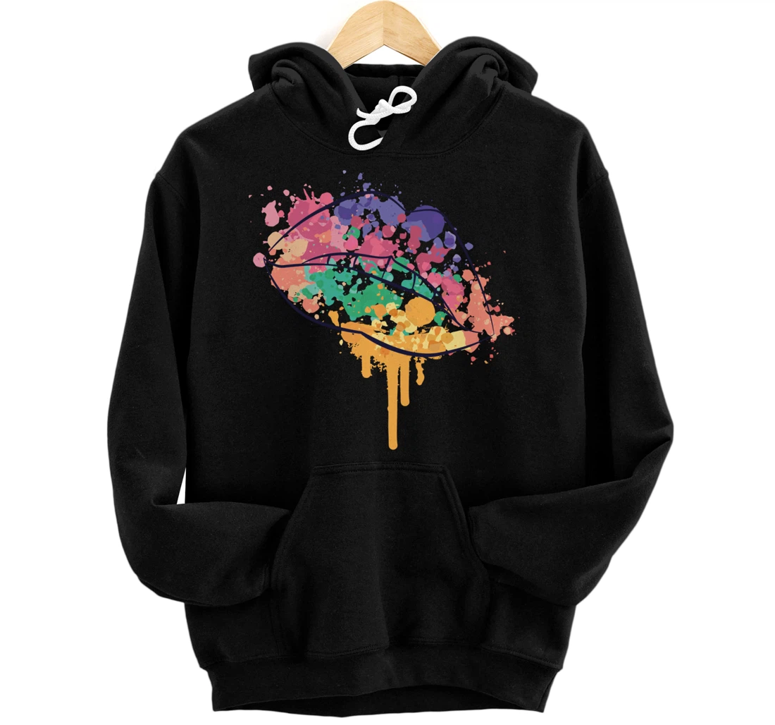 Mouth With Watercolor Stains Lips Watercolor Sunset Pullover Hoodie