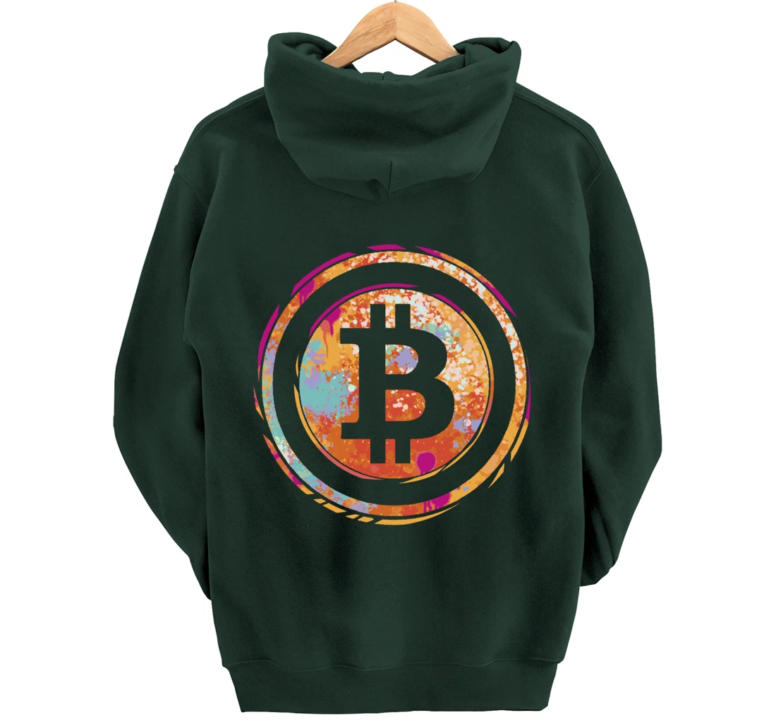 Bitcoin Symbol Watercolor BC Cryptocurrency Crypto Pullover Hoodie