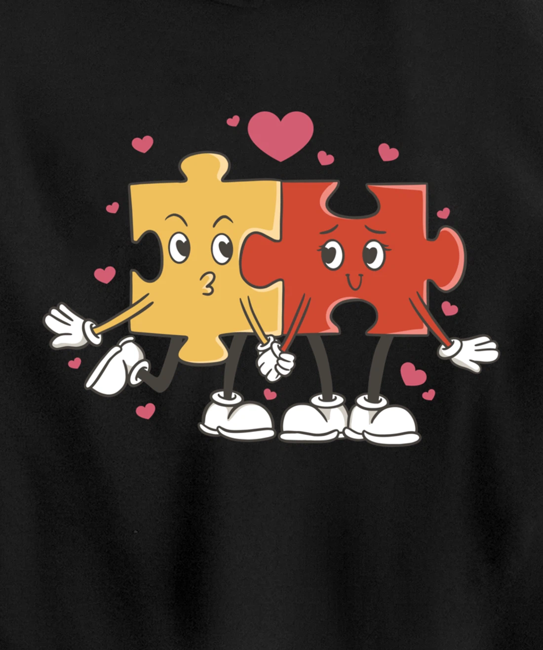 Puzzle Love Cartoon Puzzle Piece Pullover Hoodie