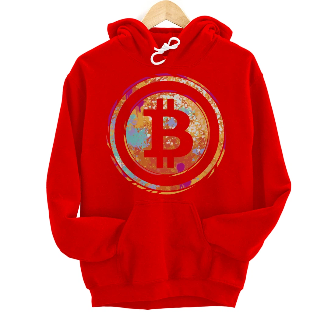 Bitcoin Symbol Watercolor BC Cryptocurrency Crypto Pullover Hoodie