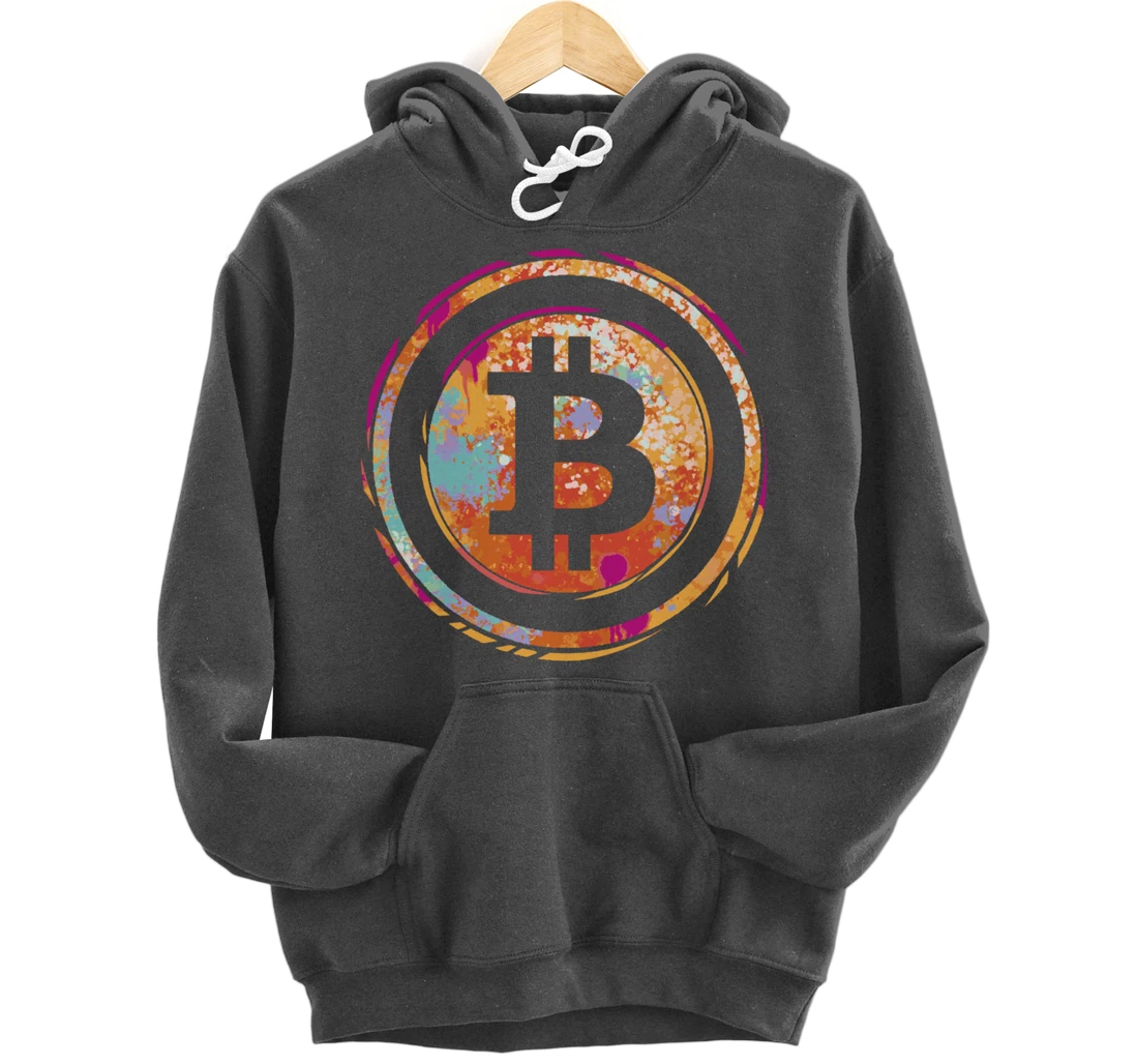 Bitcoin Symbol Watercolor BC Cryptocurrency Crypto Pullover Hoodie