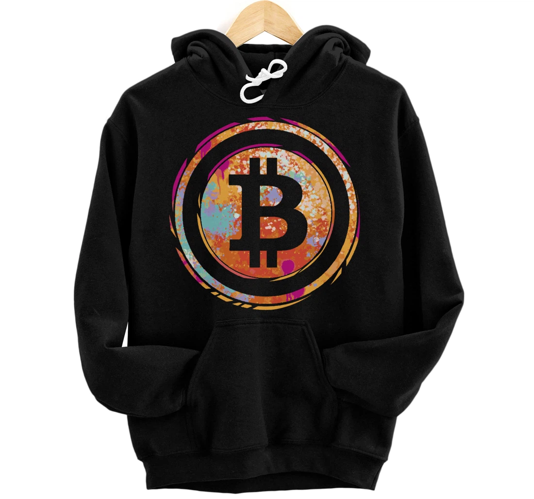 Bitcoin Symbol Watercolor BC Cryptocurrency Crypto Pullover Hoodie