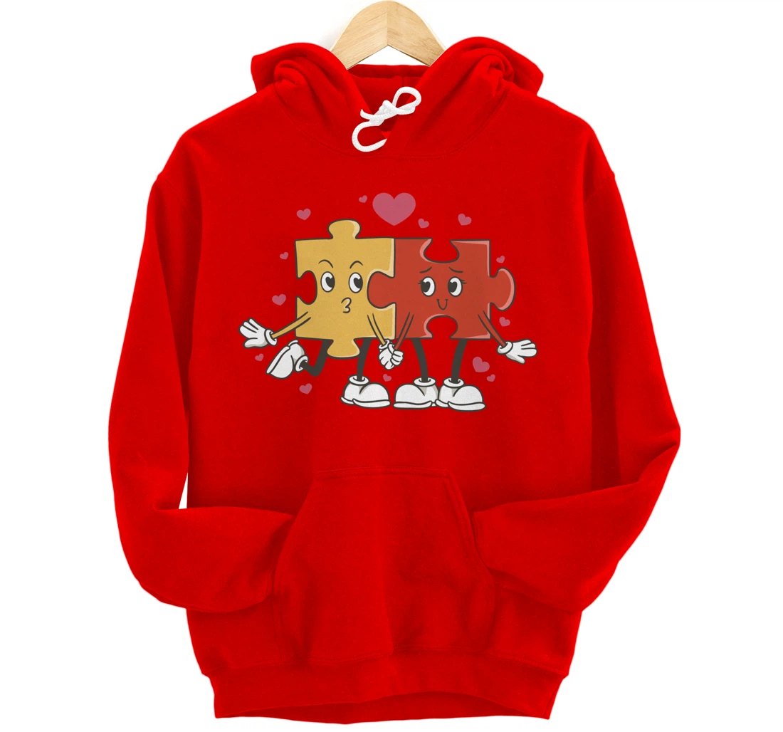 Puzzle Love Cartoon Puzzle Piece Pullover Hoodie