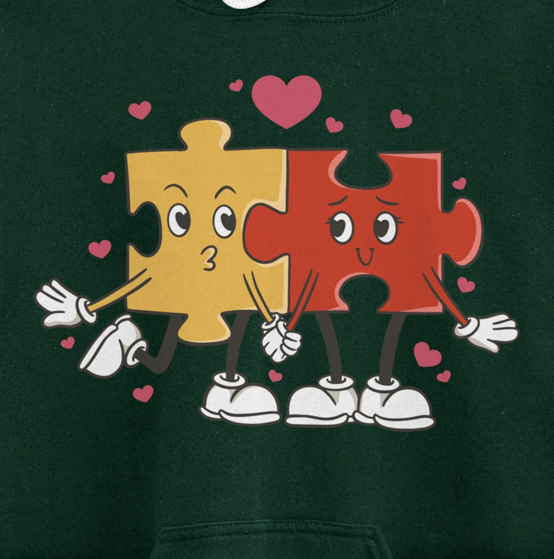 Puzzle Love Cartoon Puzzle Piece Pullover Hoodie
