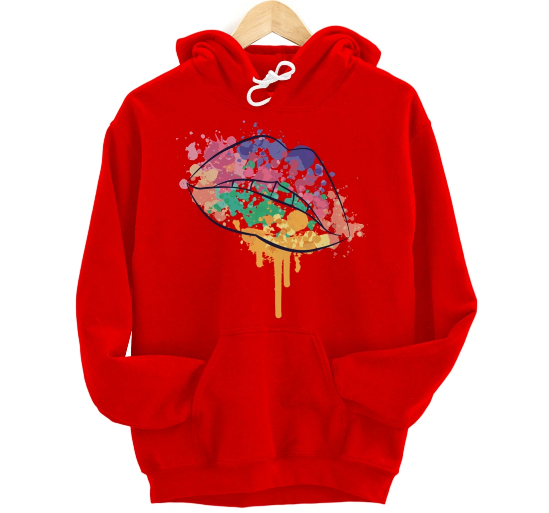 Mouth With Watercolor Stains Lips Watercolor Sunset Pullover Hoodie