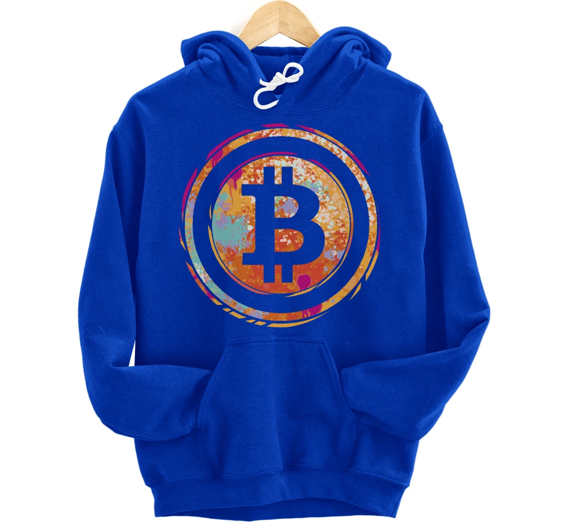 Bitcoin Symbol Watercolor BC Cryptocurrency Crypto Pullover Hoodie
