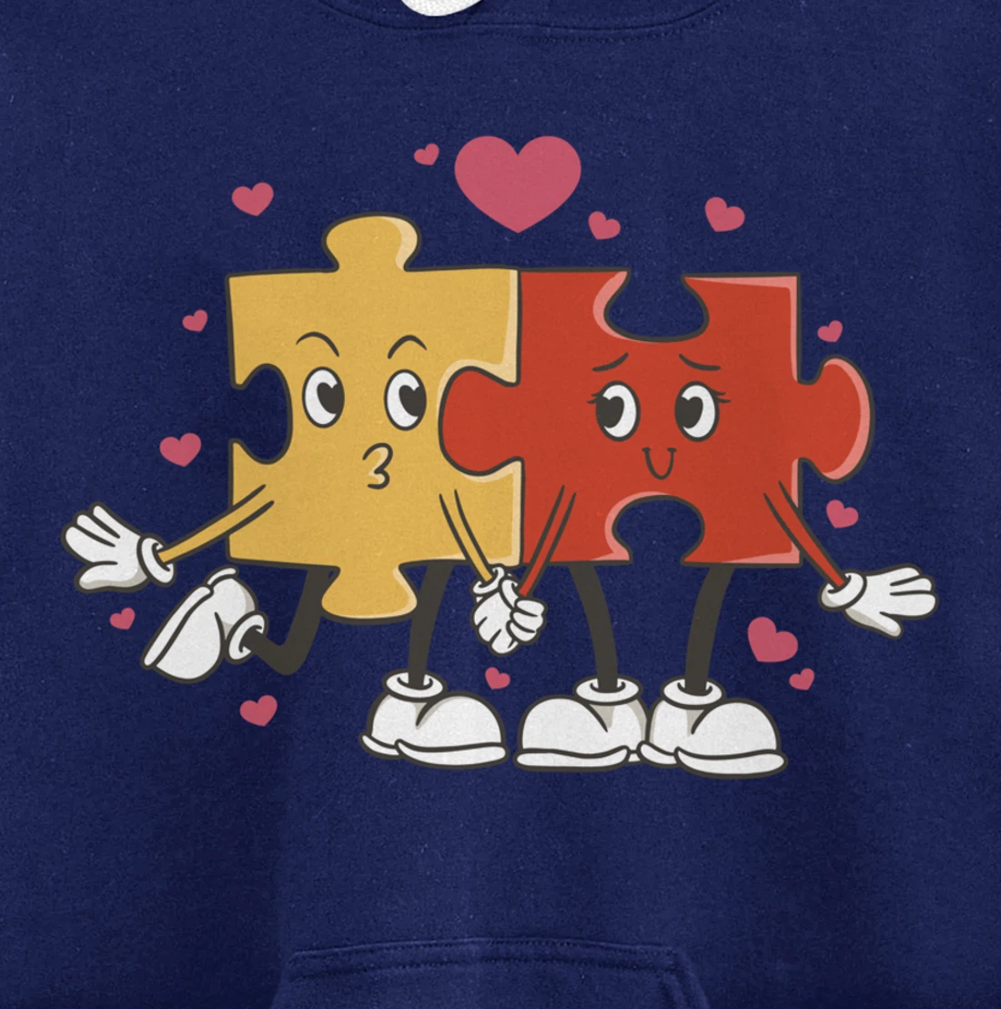 Puzzle Love Cartoon Puzzle Piece Pullover Hoodie