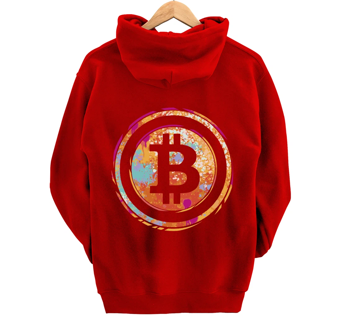 Bitcoin Symbol Watercolor BC Cryptocurrency Crypto Pullover Hoodie