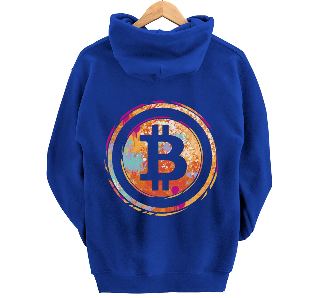 Bitcoin Symbol Watercolor BC Cryptocurrency Crypto Pullover Hoodie