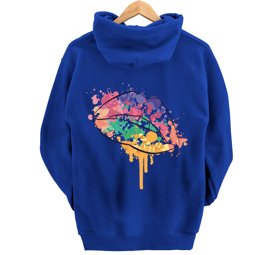 Mouth With Watercolor Stains Lips Watercolor Sunset Pullover Hoodie