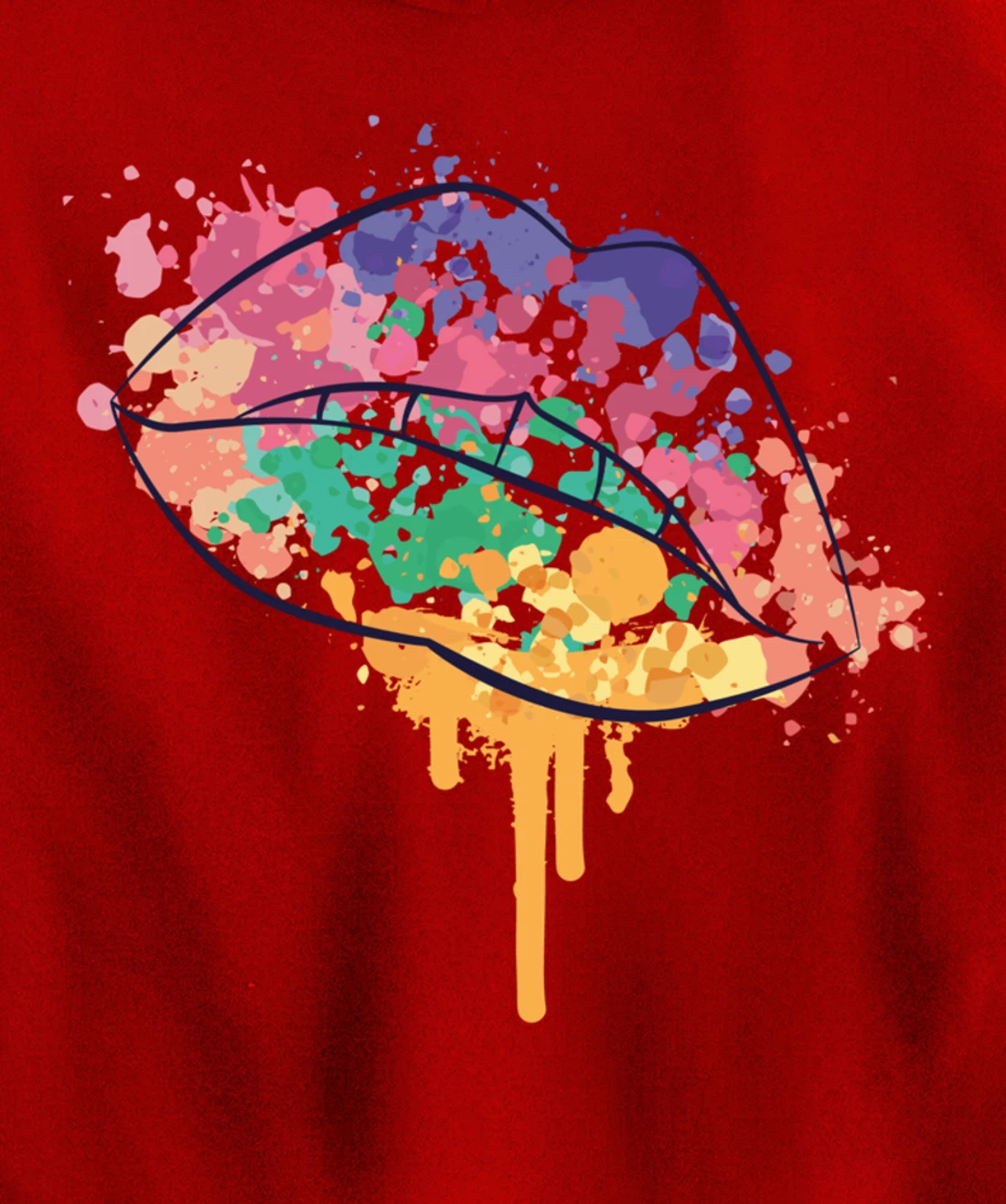 Mouth With Watercolor Stains Lips Watercolor Sunset Pullover Hoodie