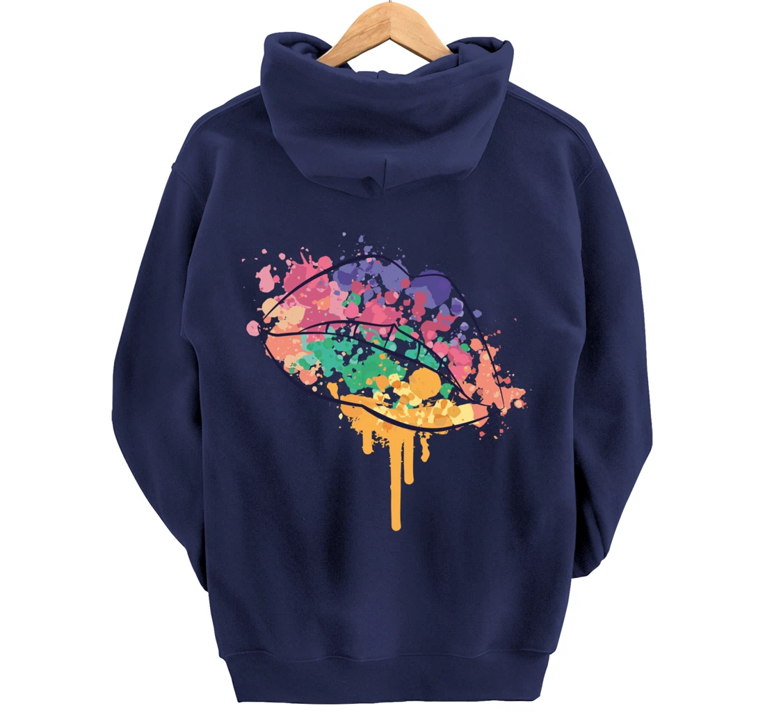 Mouth With Watercolor Stains Lips Watercolor Sunset Pullover Hoodie