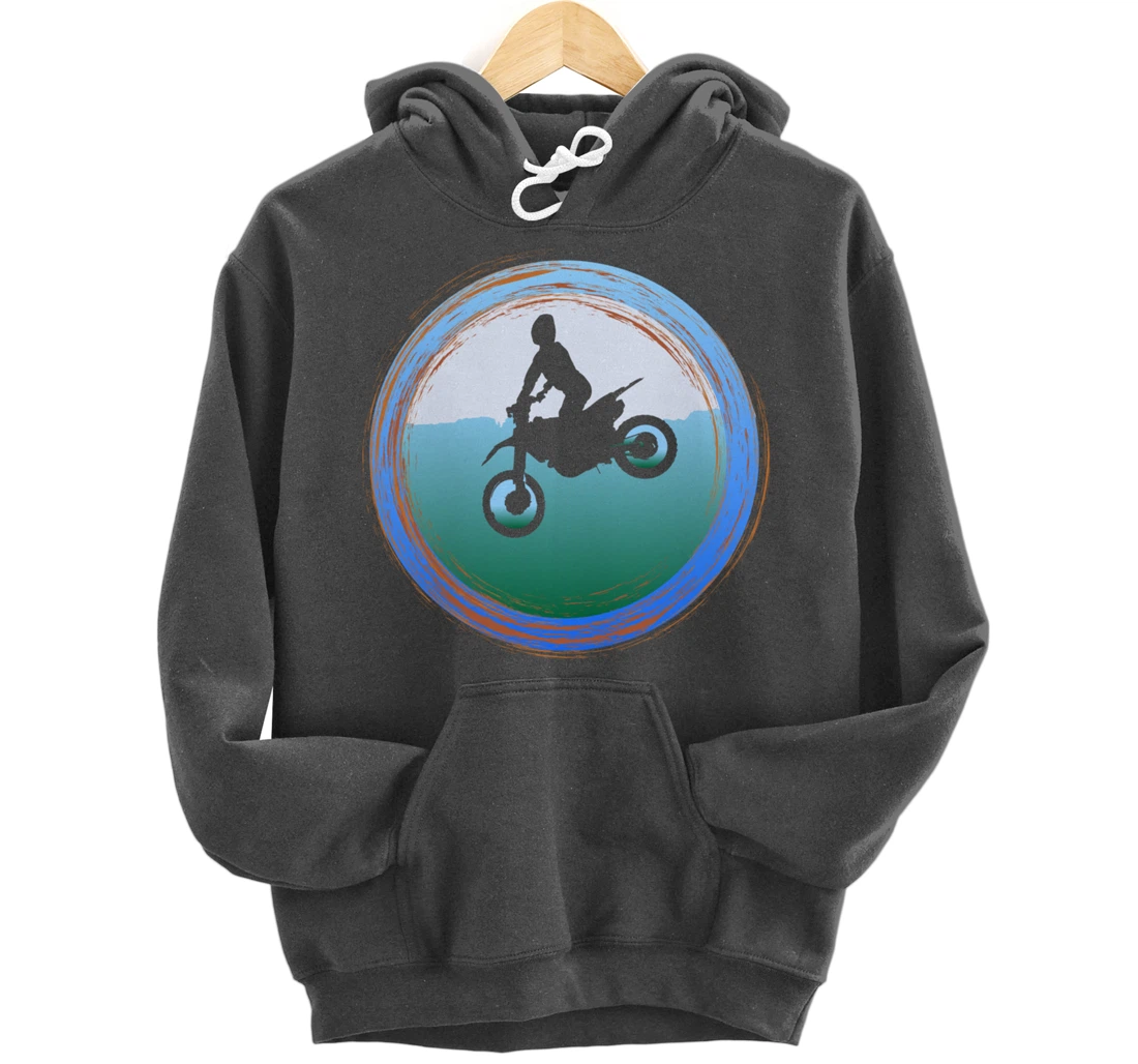 Dirt Bike with Rider Vintage Motocross Motorbike Leap Braaap Pullover Hoodie