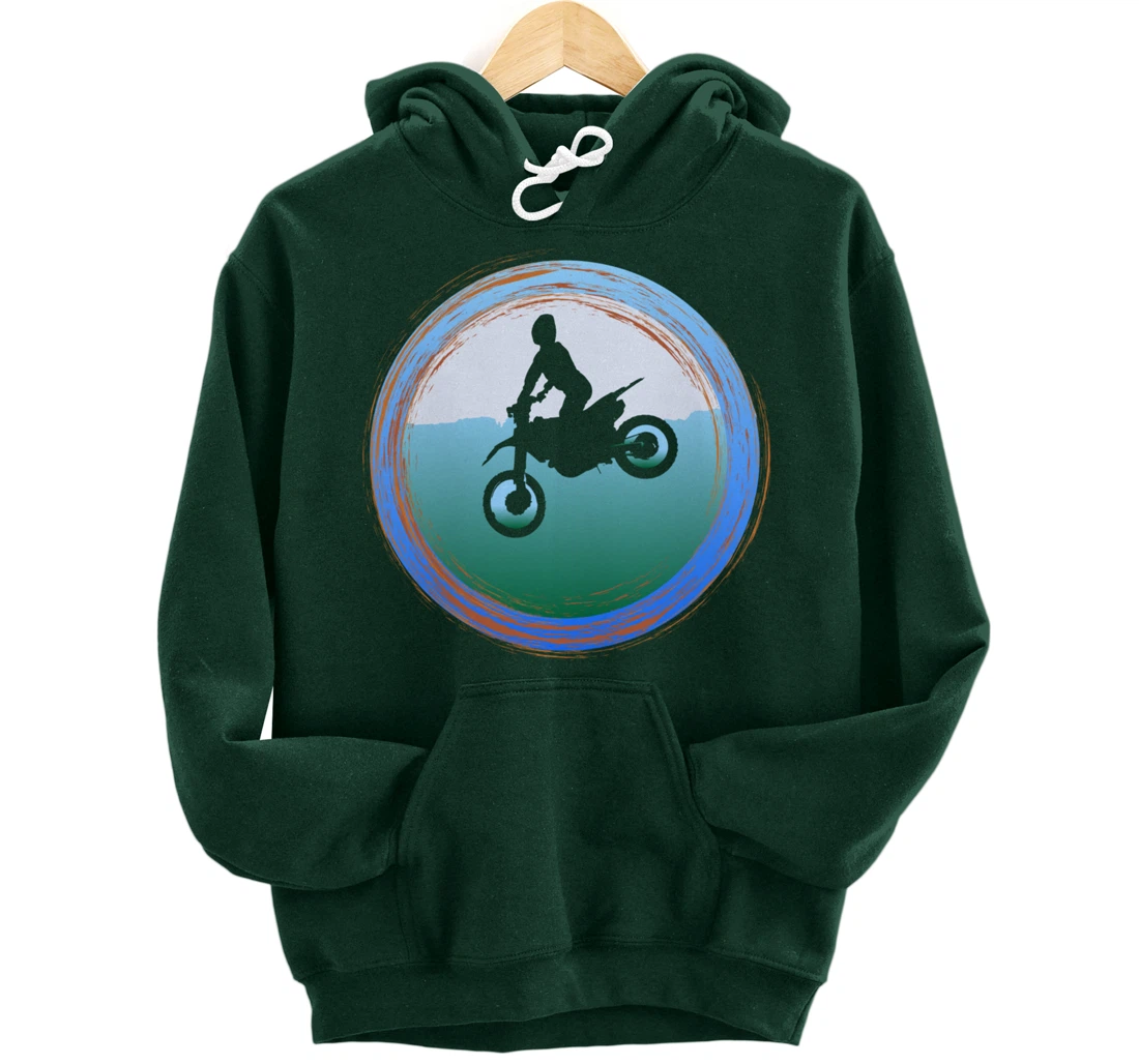 Dirt Bike with Rider Vintage Motocross Motorbike Leap Braaap Pullover Hoodie