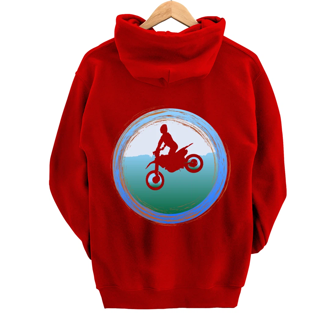 Dirt Bike with Rider Vintage Motocross Motorbike Leap Braaap Pullover Hoodie