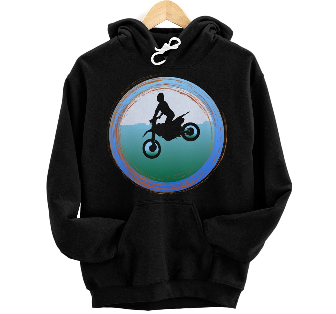 Dirt Bike with Rider Vintage Motocross Motorbike Leap Braaap Pullover Hoodie