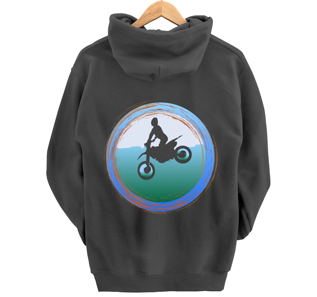 Dirt Bike with Rider Vintage Motocross Motorbike Leap Braaap Pullover Hoodie