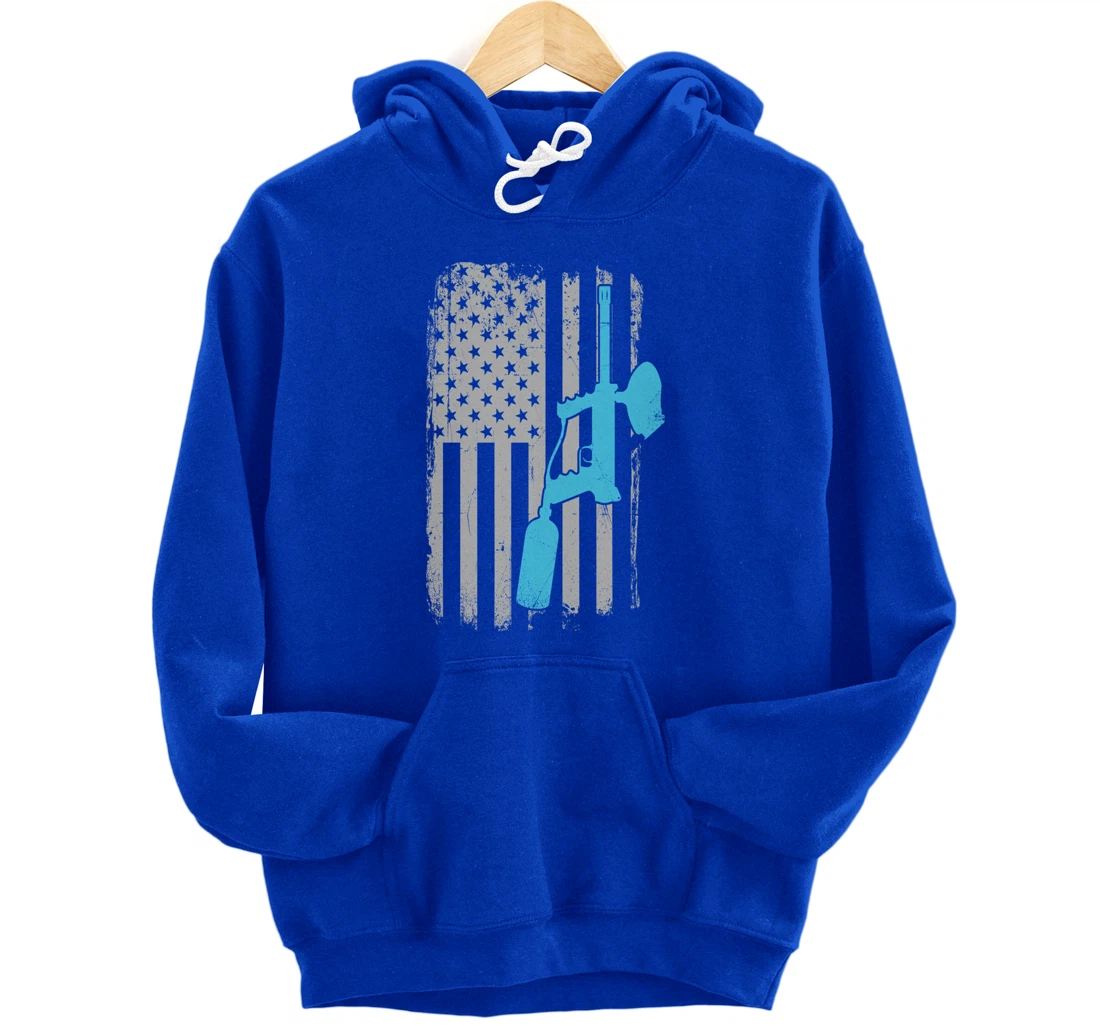 Paintballer - Vintage American Flag Paintball Player Pullover Hoodie