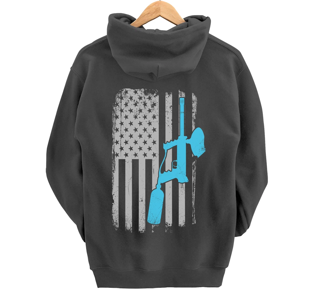 Paintballer - Vintage American Flag Paintball Player Pullover Hoodie