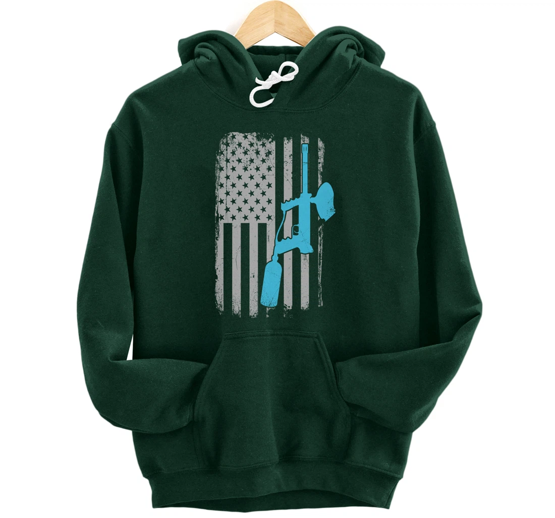 Paintballer - Vintage American Flag Paintball Player Pullover Hoodie