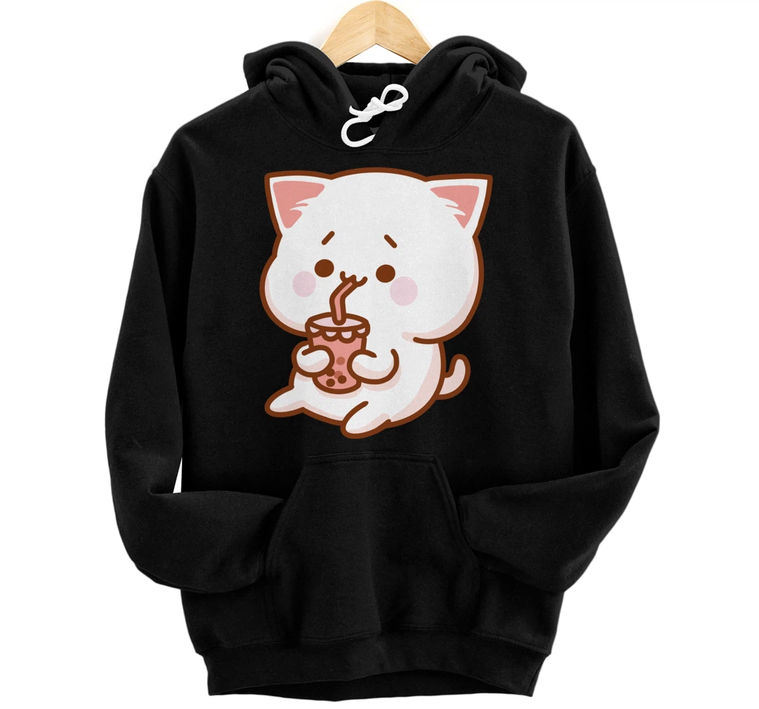 Kawaii Funny Japan Cat Boba Tea Japanese Anime Cat Pullover Hoodie