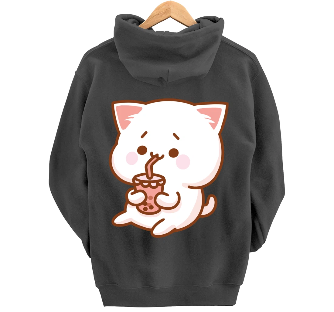 Kawaii Funny Japan Cat Boba Tea Japanese Anime Cat Pullover Hoodie