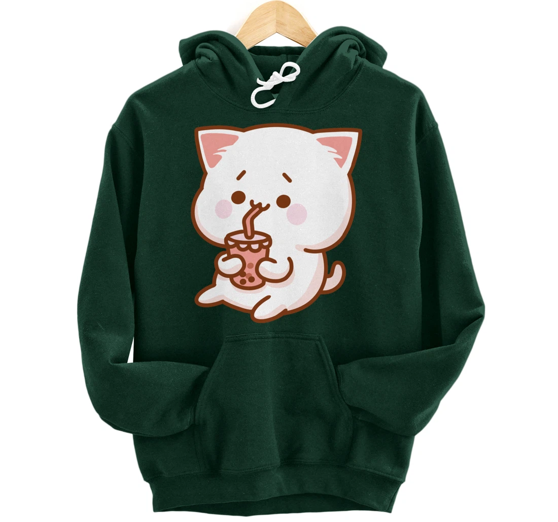Kawaii Funny Japan Cat Boba Tea Japanese Anime Cat Pullover Hoodie
