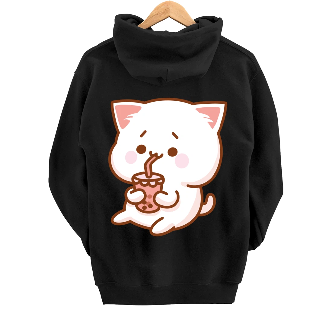 Kawaii Funny Japan Cat Boba Tea Japanese Anime Cat Pullover Hoodie