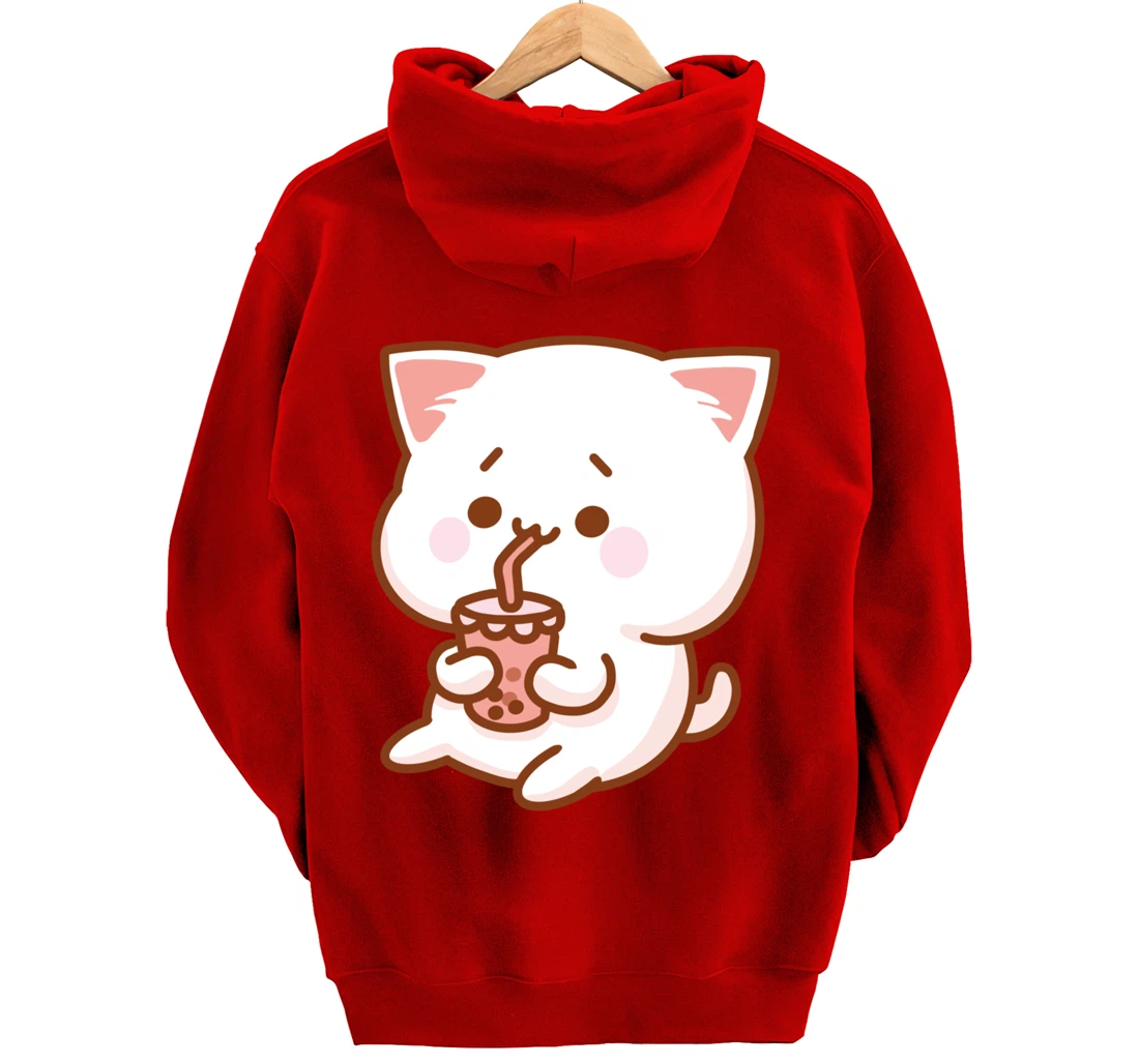 Kawaii Funny Japan Cat Boba Tea Japanese Anime Cat Pullover Hoodie